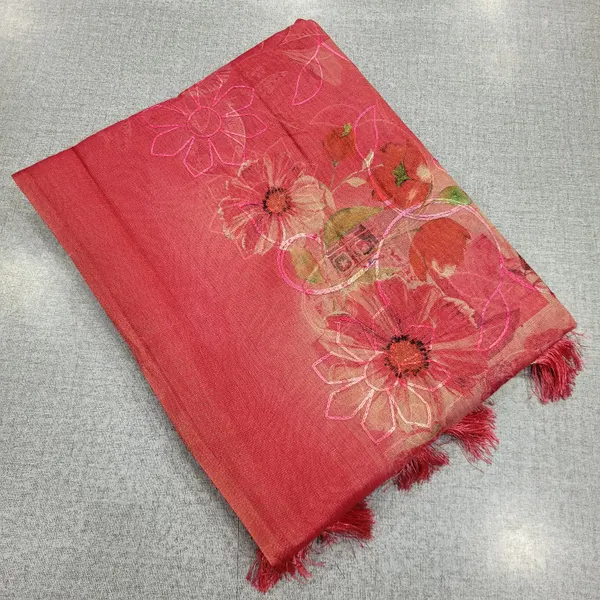 Tissue Cotton Saree with Phulkari Embroidery Work | SR271